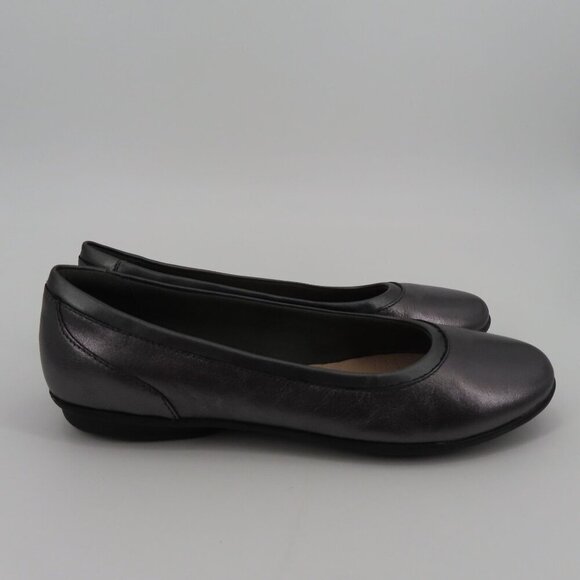 Clarks Collection Women 8.5 M Gray Shimmer Round Toe Ballet Flats Comfort Shoes - Picture 6 of 11